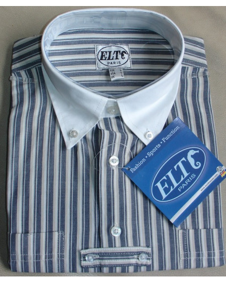 ELT jongens wedstrijdoverhemd Sören, navy/sand gestreept