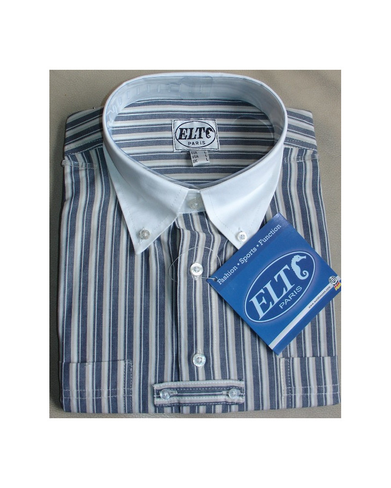 ELT jongens wedstrijdoverhemd Sören, navy/sand gestreept