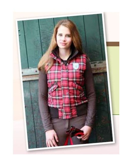 Red Horse Siberia bodywarmer, rood/bruin geruit