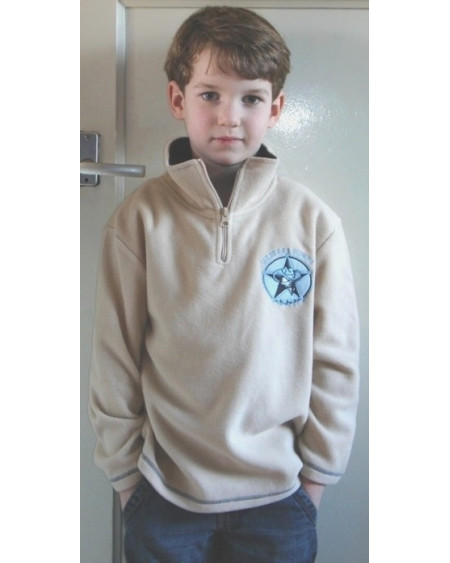Kantrie Jongens Fleece trui met kraag en westernapplicatie, Beige