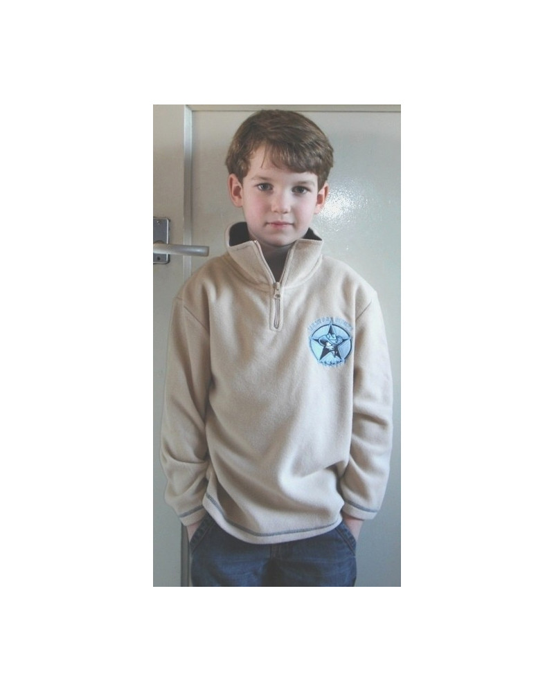Kantrie Jongens Fleece trui met kraag en westernapplicatie, Beige