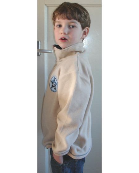 Kantrie Jongens Fleece trui met kraag en westernapplicatie, Beige