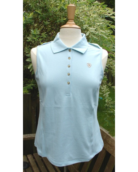 ARIAT Sleeveless Performance Polo, Aqua