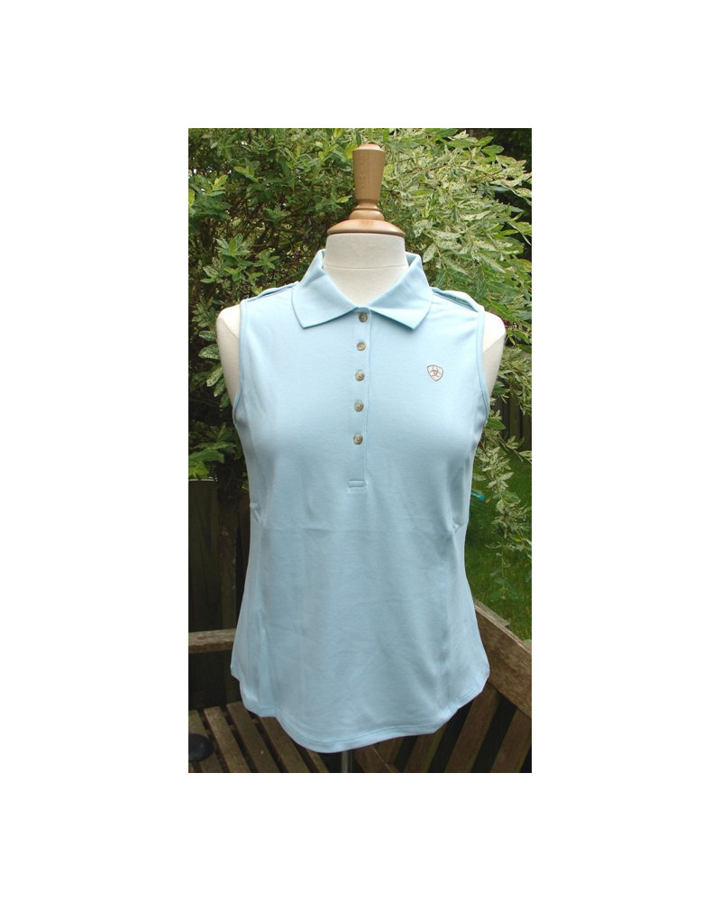 ARIAT Sleeveless Performance Polo, Aqua