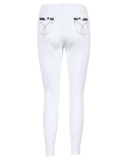 Busse rijbroek Sevilla Pro m bling, kunstleren zitvlak en grip, wit