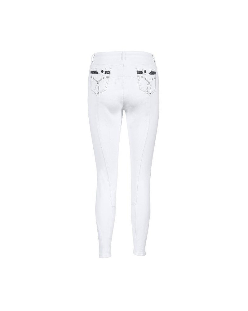 Busse rijbroek Sevilla Pro m bling, kunstleren zitvlak en grip, wit