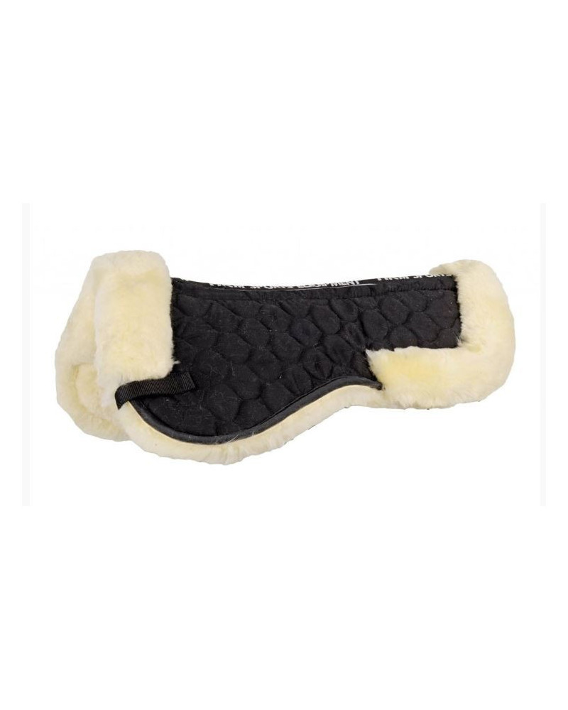 HKM zadelonderlegger van echt lamsvel, Zwart/Natuur, 58cm