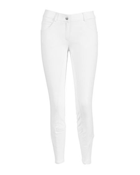 Busse Granada rijbroek met kunstleren en siliconen zitvlak, wit