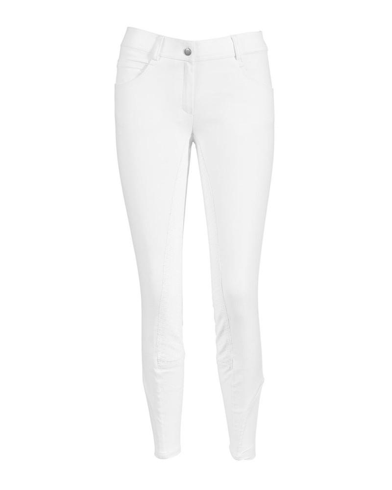 Busse Granada rijbroek met kunstleren en siliconen zitvlak, wit