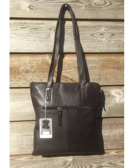 Cinino Leren Schoudertas Teneriffa 1154/2, Donkerbruin