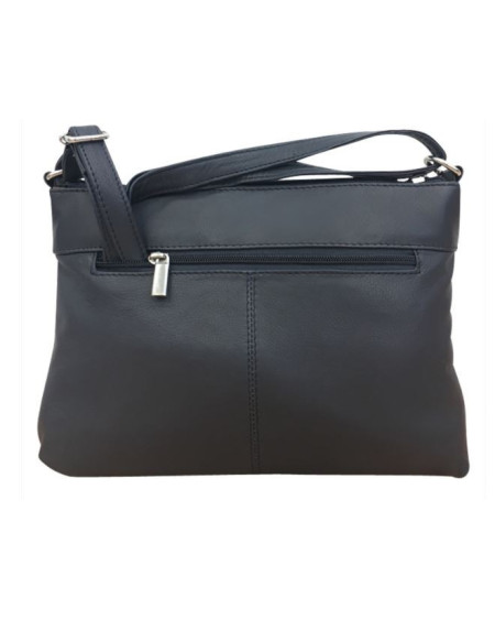 Cinino leren schoudertas met extra tasje 1803/5, donkerblauw