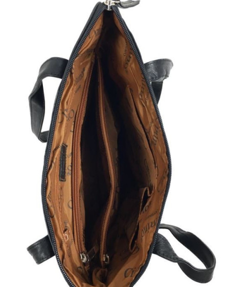 Cinino Leren Schoudertas 1221, Zwart