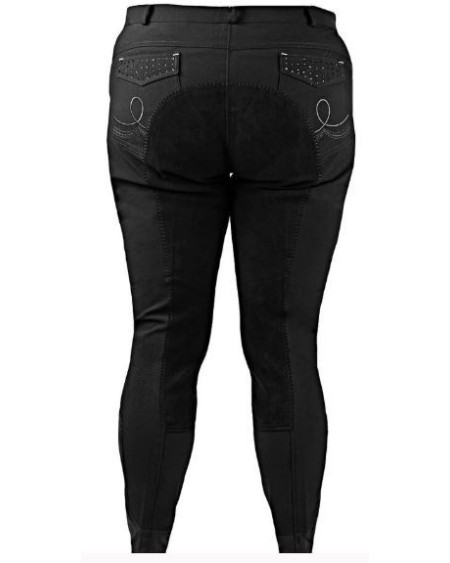 Horka Alassio Elasta rijbroek, kunstleren zitvlak, Zwart