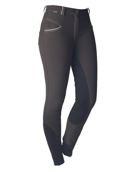 Horka rijbroek Belgrad, kunstleren zitvlak, Donker Olijf