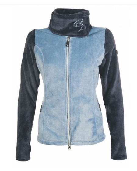 HKM fleecejas/-vest Armonia met opstaande kraag, Rookblauw