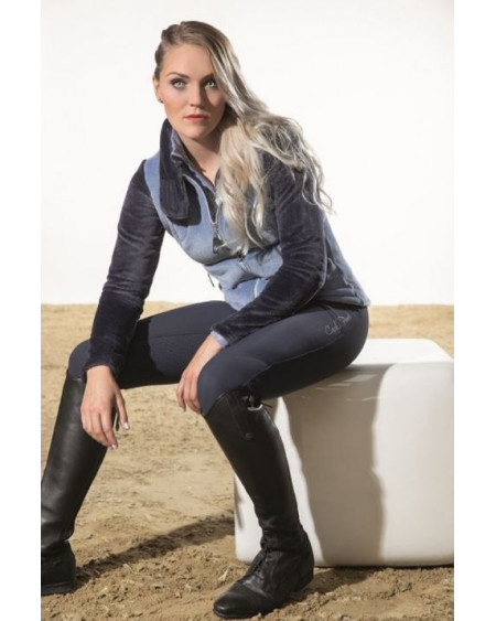 HKM fleecejas/-vest Armonia met opstaande kraag, Rookblauw