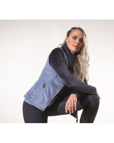 HKM fleecejas/-vest Armonia met opstaande kraag, Rookblauw