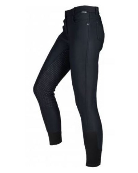 Horka warme Softshell rijbroek Shania, Siliconen Zitvlak, Zwart