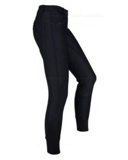 Horka warme Softshell rijbroek Shania, Siliconen Zitvlak, Zwart