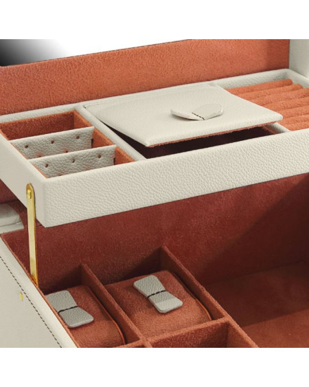 Friedrich Sieraden-/Horlogekoffer Ascot, fijn synthetisch, ivoor wit 20124-1