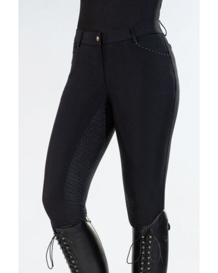 HKM rijbroek Rosegold Glamour Style, siliconen full seat, Zwart