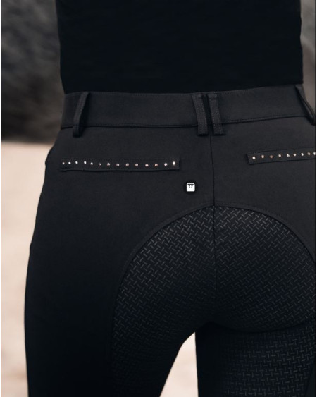 HKM rijbroek Rosegold Glamour Style, siliconen full seat, Zwart