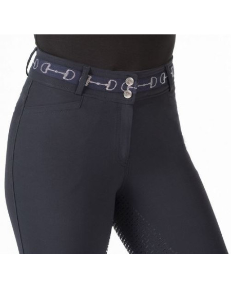 HKM rijbroek Monaco Style, Siliconen zitvlak, Donkerblauw