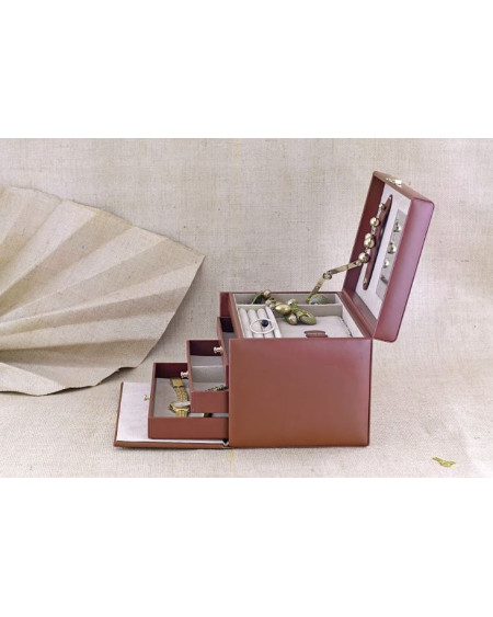 Friedrich Leren Sieraden- En Horlogekoffer Cordoba Middel 26217-3, Elegant Bruin