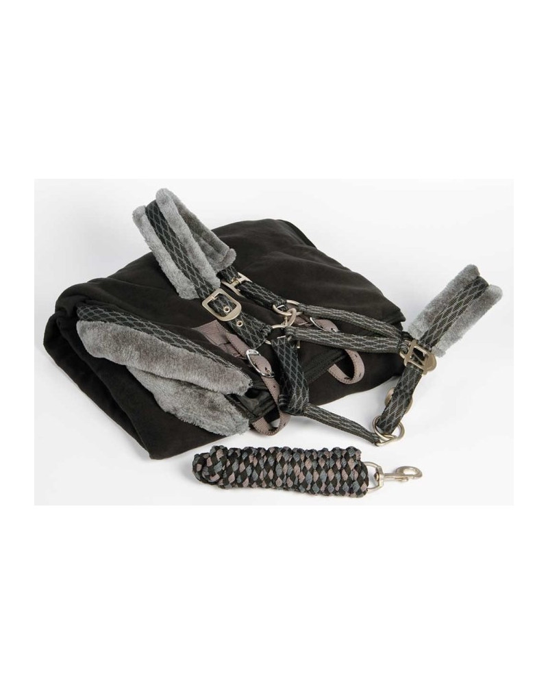 Fleecedeken Furby, set m halster+lijn, Zwart