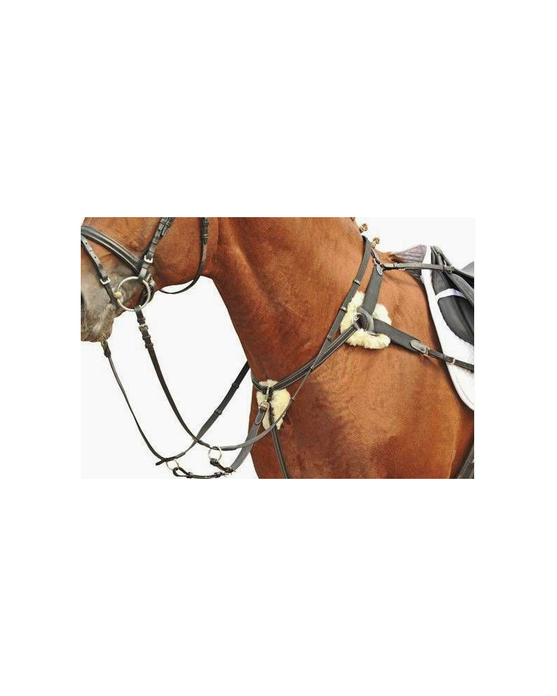 HKM Borsttuig m martingaal, onderlegd m lamsvacht, Zwart