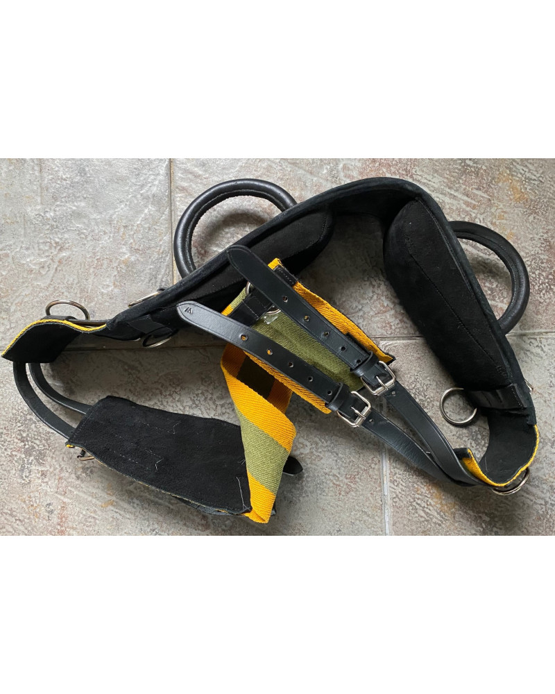 HKM longeersingel Exclusive met dubbele handgreep, oker/groen/zwart