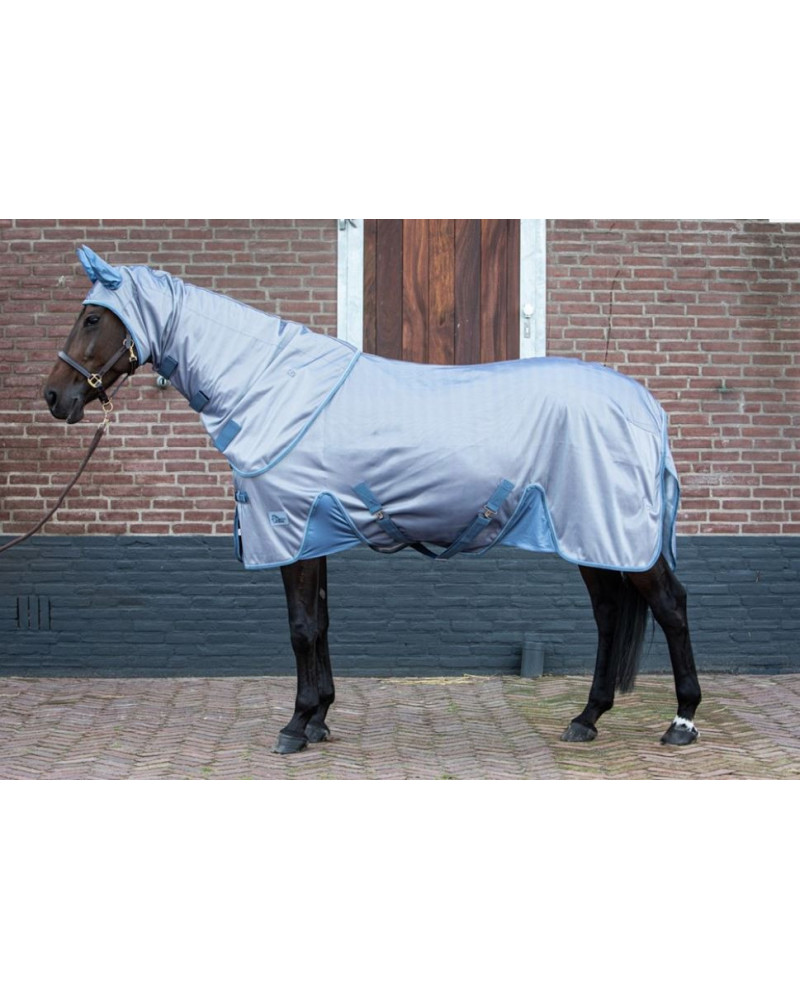 Harry's Horse Vliegendeken Mesh Reflective met losse hals, Staalblauw