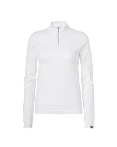 Mountain Horse Glamour Tech Top, Lange mouw, Wit/Zilver