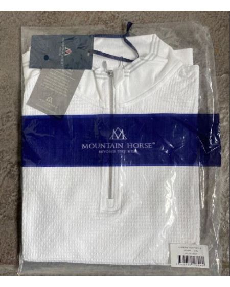 Mountain Horse Glamour Tech Top, Lange mouw, Wit/Zilver