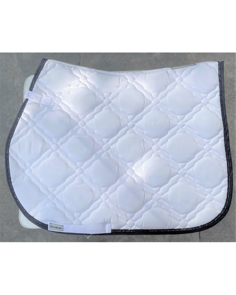 Kavalkade Zadeldek M Luxe Stepping, Wit m donkerblauw/gouden bies