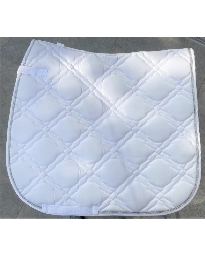 Kavalkade Zadeldek Met Luxe Stepping, Wit Met Zilveren Koordje