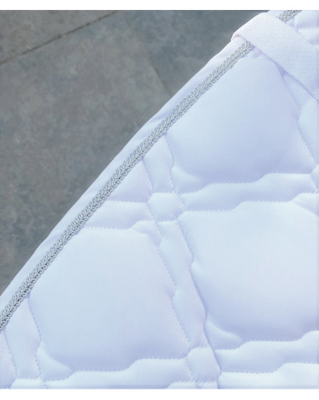 Kavalkade Zadeldek Met Luxe Stepping, Wit Met Zilveren Koordje