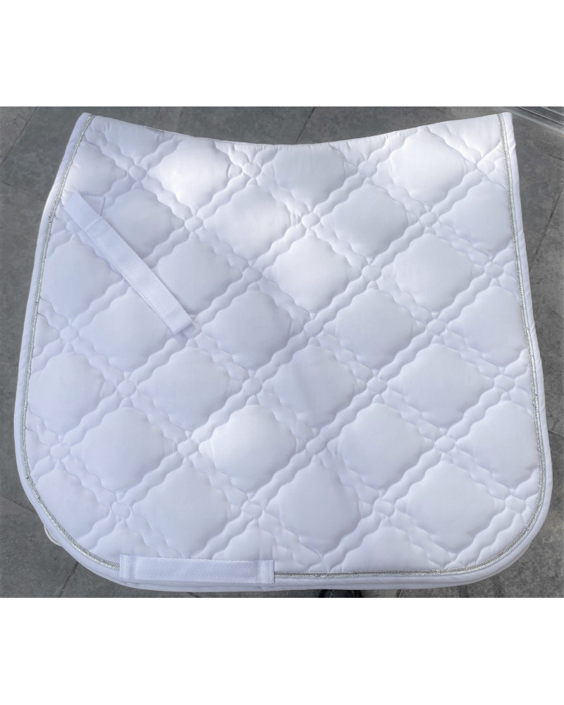 Kavalkade Zadeldek Met Luxe Stepping, Wit Met Zilveren Koordje (2)