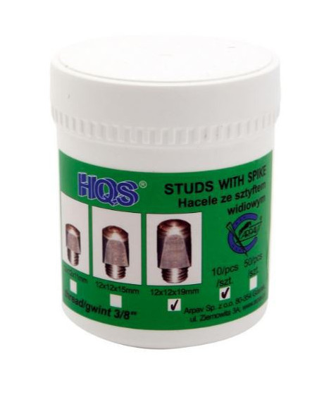 HQS 12x12x19mm 706 Kalkoenen Met Punt, Vierkante Kop, Schroefdraad 3/8"
