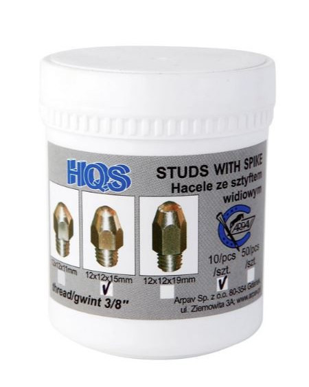 HQS 12x12x15mm 701 Kalkoenen Met Punt, zeskantige Kop, Schroefdraad 3/8"