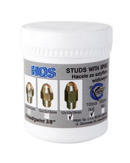HQS 12x12x19mm 700 Kalkoenen Met Punt, Zeskantige Kop, Schroefdraad 3/8"