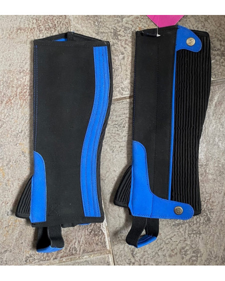 QHP Chaps Suede, Zwart-Kobaltblauw