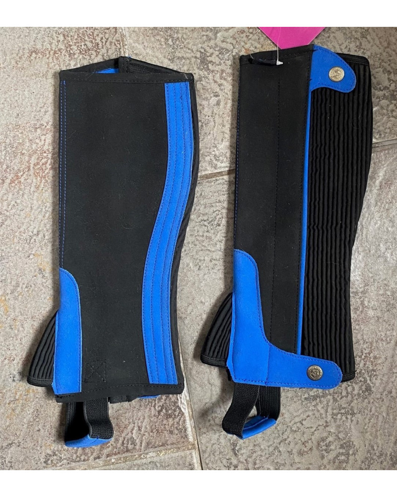 QHP Chaps Suede, Zwart-Kobaltblauw