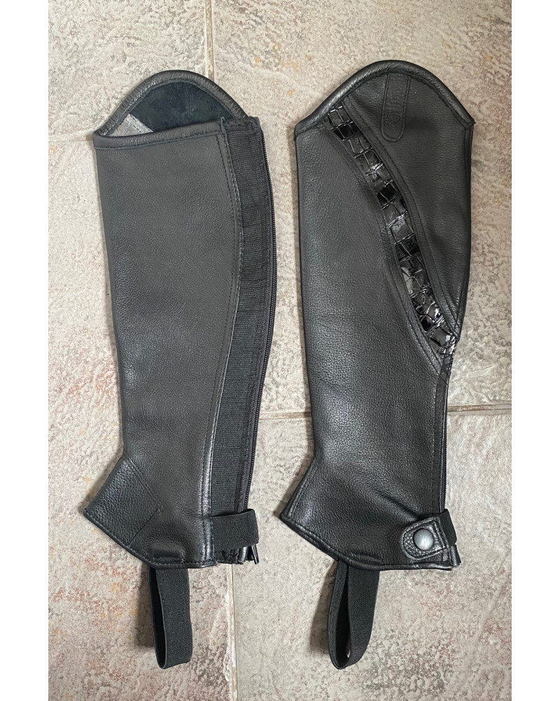 Rider Pro leren chaps met croco inzet, Zwart