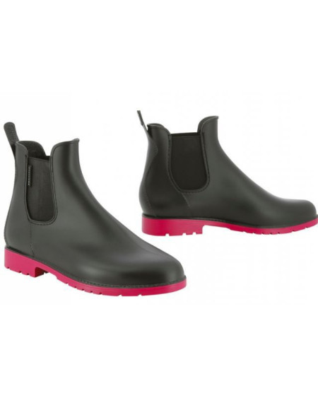 Equitheme PVC jodhpurs, Zwart/Framboos