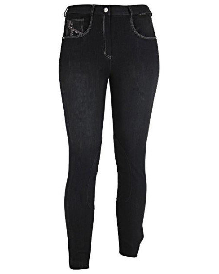 Horka Hudson denim rijbr., Kunstl.Zit, Zwart