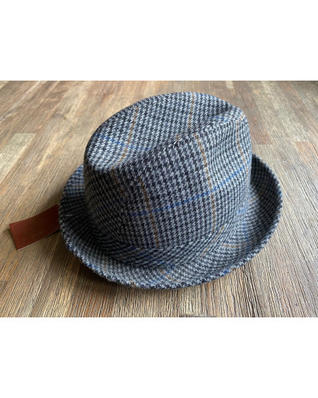 Horka decoratieve hoed 874005, grijs/zwart/blauw/roest geruit