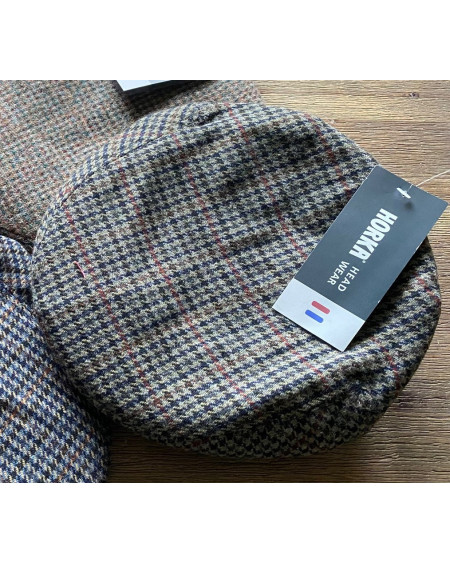 Horka decoratieve geruite pet, beige/zwart/blauw/rood/bruin geruit