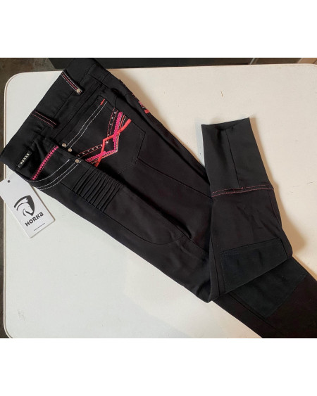 Horka Jr. rijbroek Lyon Elastico, Zwart