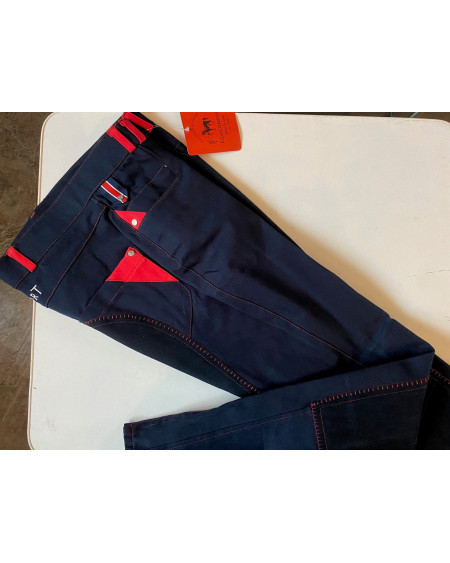 Equicomfort rijbroek m kunstleren zit, Dblauw